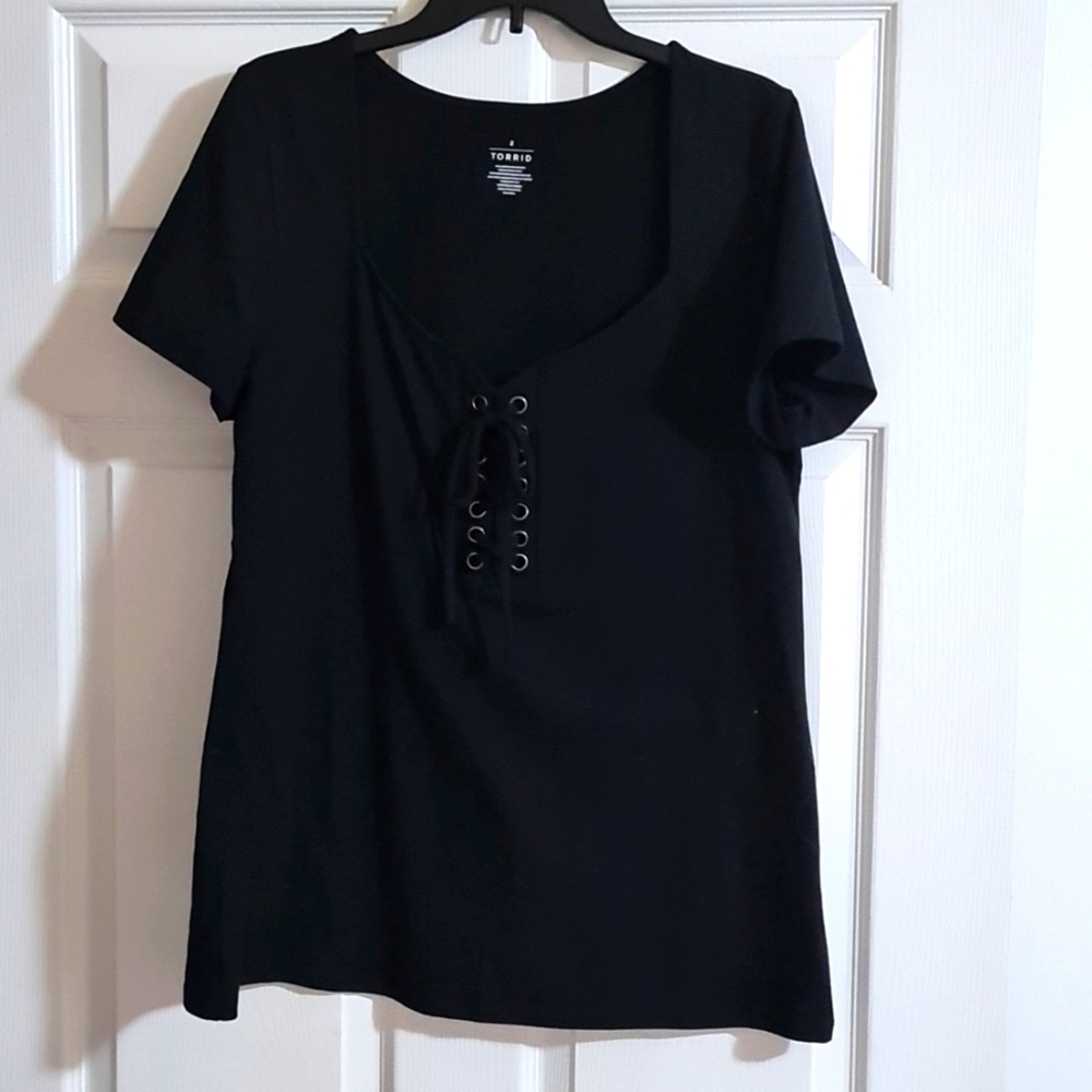 Torrid ladies black lace up top size 2